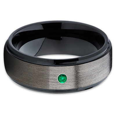 Black Tungsten Ring - Emerald Tungsten Ring - Gunmetal Ring - Gray Tungsten - Clean Casting Jewelry