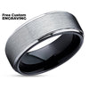 Black Tungsten Wedding Ring - Silver Wedding Ring - Black Wedding Band - Tungsten Ring