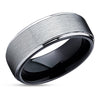 Black Tungsten Wedding Ring - Silver Wedding Ring - Black Wedding Band - Tungsten Ring