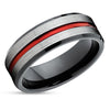 Red Tungsten Ring - Red Wedding Band - Tungsten Wedding Band - Black Ring