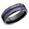 Gunmetal Wedding Ring - Blue Wedding Band - Tungsten Wedding Ring - Black Ring