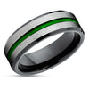 Green Tungsten Wedding Ring - Black Tungsten Ring - Green Wedding Ring - Black
