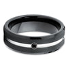Men's Tungsten Wedding Band - Black Diamond - Black Tungsten Ring - 8mm - Clean Casting Jewelry