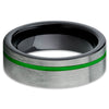Green Tungsten Wedding Band - Tungsten Wedding Ring - Gray Wedding Band - Clean Casting Jewelry