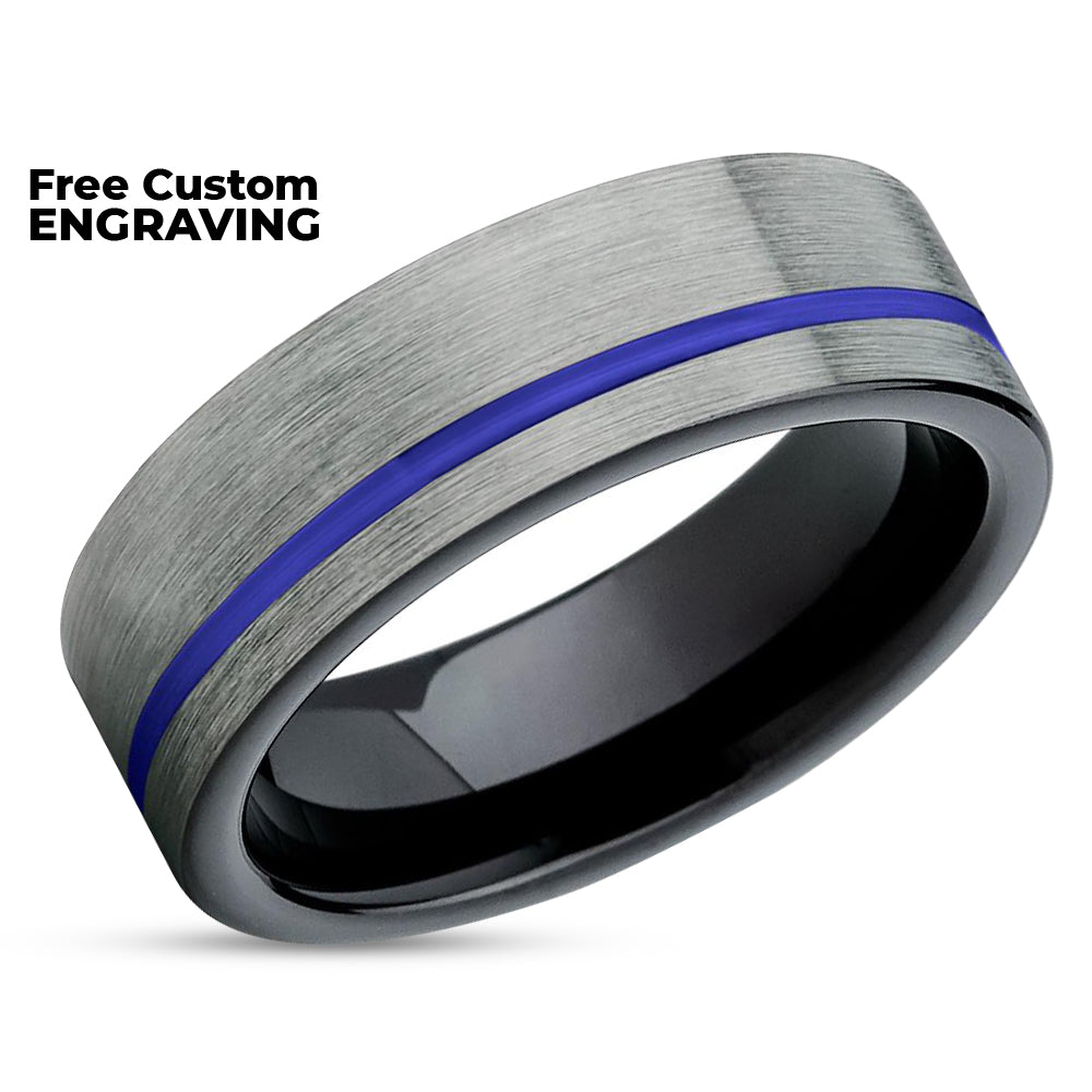 Purple Tungsten Wedding Band - Black Tungsten Ring - Tungsten Wedding Ring