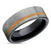 Orange Tungsten Ring - Orange Wedding Band - Gunmetal Ring - Black Tungsten