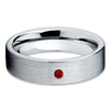 Ruby Tungsten Ring - Tungsten Wedding Band - Silver Tungsten Ring - Clean Casting Jewelry