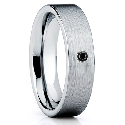 Black Diamond Tungsten Ring - Handmade - Tungsten Wedding Band - Brush - Clean Casting Jewelry