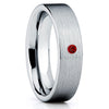 Ruby Tungsten Ring - Tungsten Wedding Band - Silver Tungsten Ring - Clean Casting Jewelry