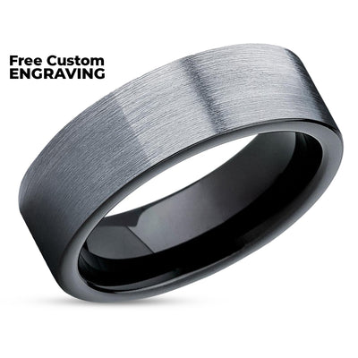 Black Wedding Ring - Black Tungsten Ring - Tungsten Carbide Ring - Black Ring