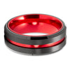 Red Tungsten Wedding Ring - Black Tungsten Ring - Red Wedding Ring - Red Wedding Band