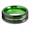 Black Tungsten Wedding Band - Green Tungsten Ring - Green Wedding Ring - Black Wedding Ring
