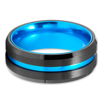 Turquoise Wedding Ring - Black Tungsten Wedding Ring - Tungsten Carbide Ring - Band