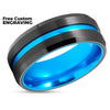 Turquoise Wedding Ring - Black Tungsten Wedding Ring - Tungsten Carbide Ring - Band