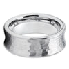 Hammered Tungsten Ring - Concave Ring - 8mm Wedding Band - Tungsten Carbide Ring