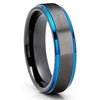 Gunmetal Tungsten Wedding Rings - Blue Tungsten Rings - Men & Women - Black Tungsten Rings