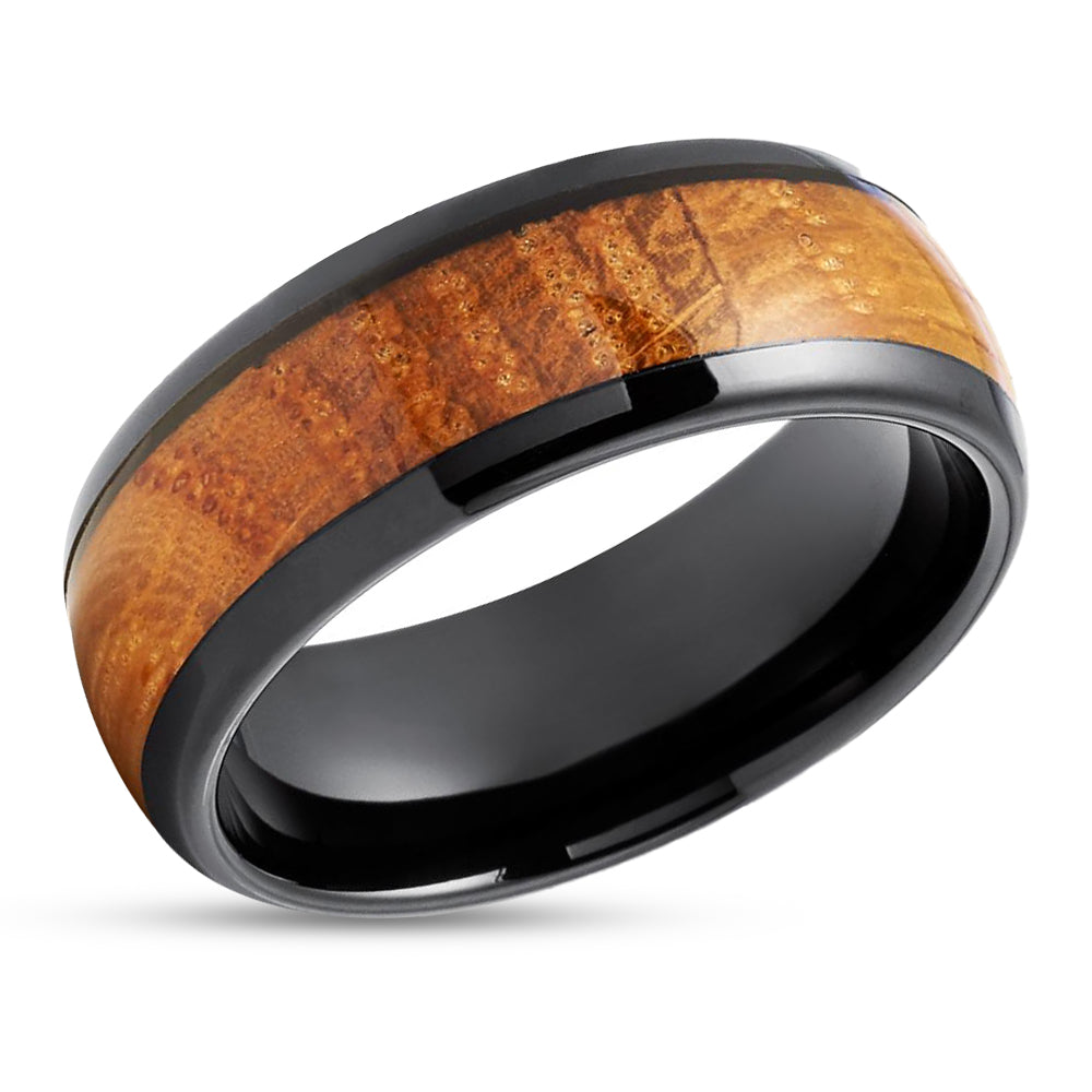 Whiskey Barrel Wedding Rings - Whiskey Barrel Tungsten Ring - Black Tungsten Ring - 8mm