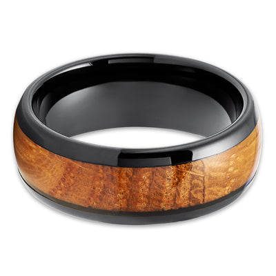Whiskey Barrel Wedding Rings - Whiskey Barrel Tungsten Ring - Black Tungsten Ring - 8mm