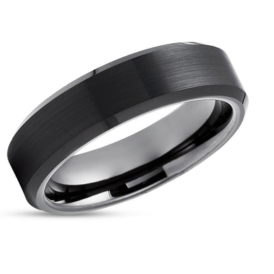 Black Tungsten Ring - Gunmetal Wedding Ring - Tungsten Wedding Ring - Black Band