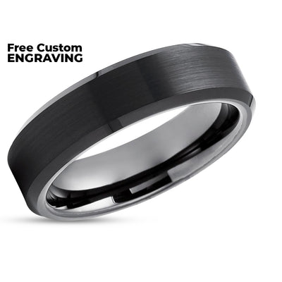 Black Tungsten Ring - Gunmetal Wedding Ring - Tungsten Wedding Ring - Black Band