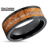Whiskey Barrel Wedding Rings - Whiskey Barrel Tungsten Ring - Deer Antler Ring - 8mm