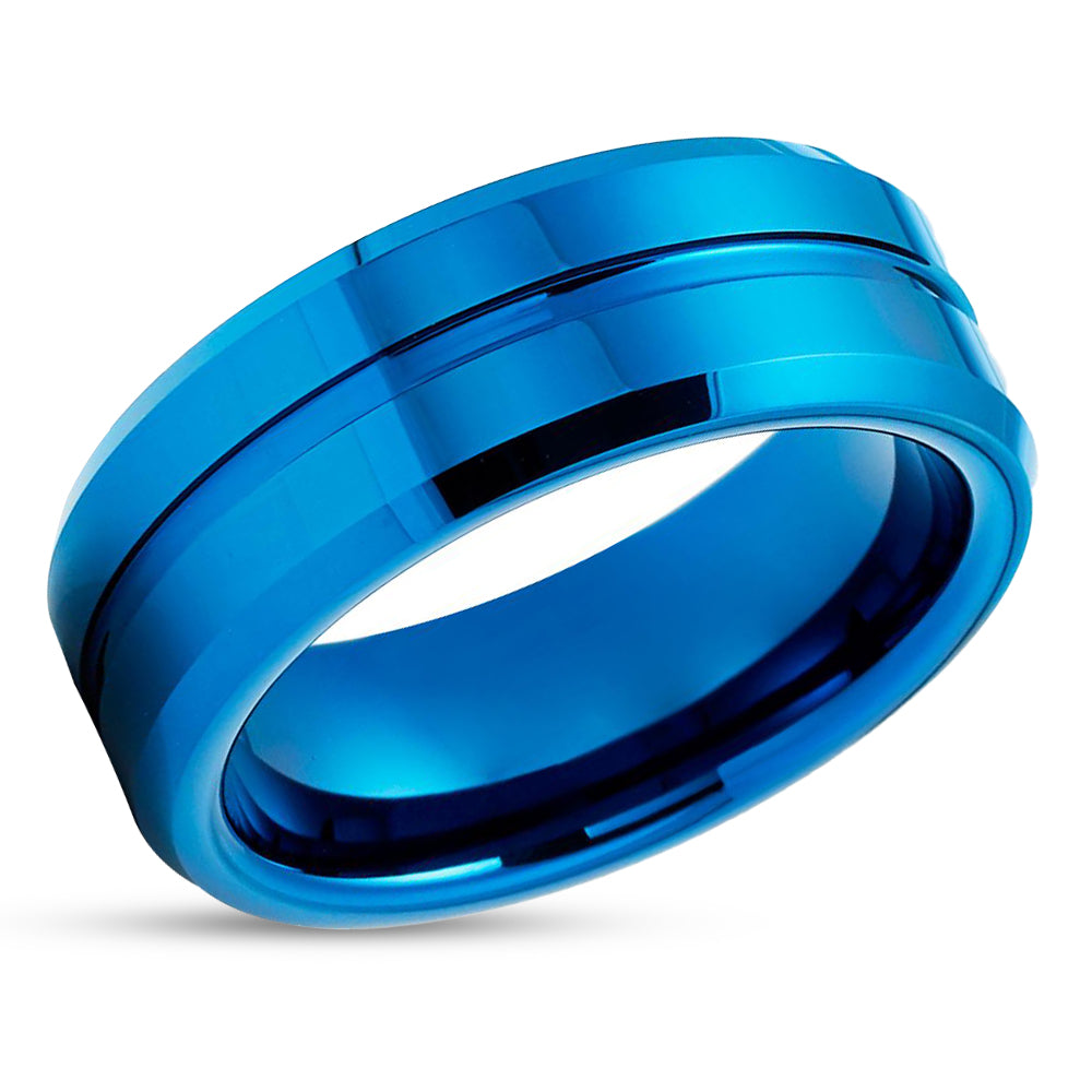 Blue Tungsten Wedding Ring - Blue Wedding Band - Tungsten wedding Ring - Blue Ring