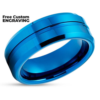 Blue Tungsten Wedding Ring - Blue Wedding Band - Tungsten wedding Ring - Blue Ring