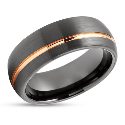 Rose Gold Tungsten Wedding Ring - Gunmetal Wedding Ring - Tungsten Ring - Gunmetal