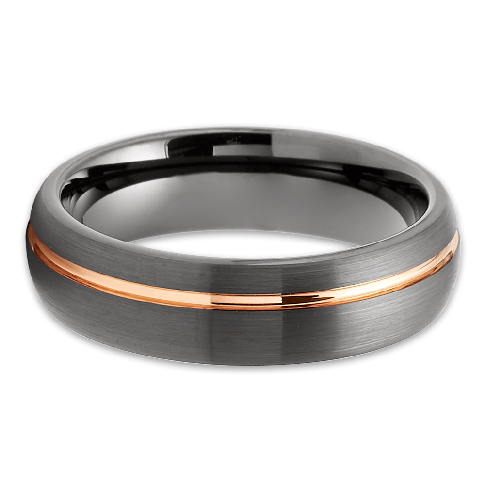 Rose Gold Tungsten Ring - Gunmetal Wedding Ring - Tungsten Wedding Ring - Band