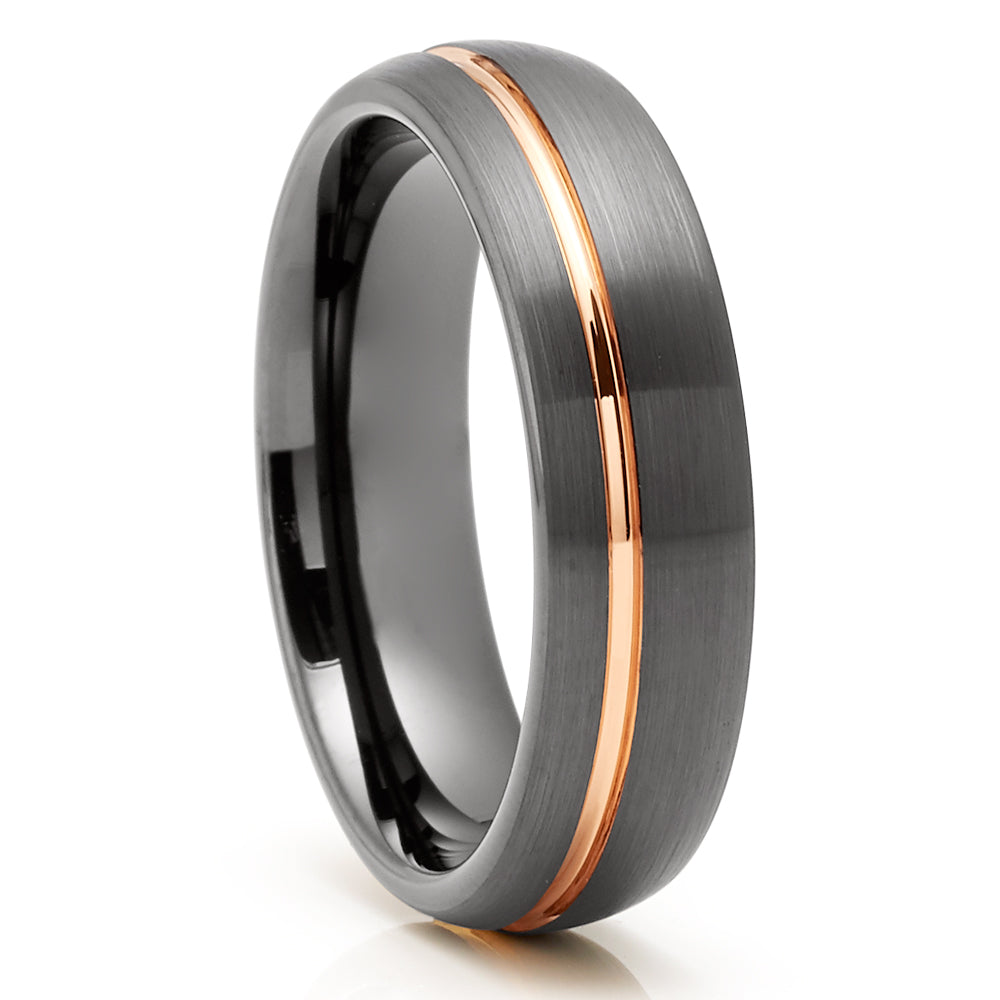Rose Gold Tungsten Ring - Gunmetal Wedding Ring - Tungsten Wedding Ring - Band