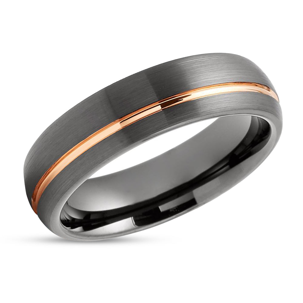 Rose Gold Tungsten Ring - Gunmetal Wedding Ring - Tungsten Wedding Ring - Band