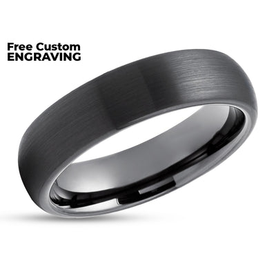 Black Tungsten Wedding Ring - Gunmetal Wedding Ring - Black Wedding Ring - Rind