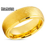 Yellow Gold Tungsten Wedding Ring - 8mm Tungsten Ring - Yellow Gold Ring - Men's Ring