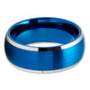 Blue Tungsten Wedding Ring - Blue Tungsten Wedding Band - 8mm Wedding Ring - Blue Band