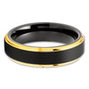 Yellow Gold Tungsten Wedding Band - Yellow Gold Tungsten Ring - Black Wedding Ring