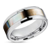 Mother of Pearl Ring - Tungsten Wedding Rings - 8mm Wedding Ring - Mother of Pearl