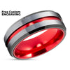 Black Tungsten Ring - Red Wedding Ring - Red Tungsten Ring - Tungsten Ring - Band