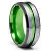 Green Tungsten Ring - Black Tungsten Ring - Green Wedding Band - Tungsten Ring