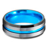 Turquoise Wedding Ring - Tungsten Wedding Band - Tungsten Carbide Ring - Black Ring