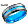 Turquoise Wedding Ring - Tungsten Wedding Band - Tungsten Carbide Ring - Black Ring
