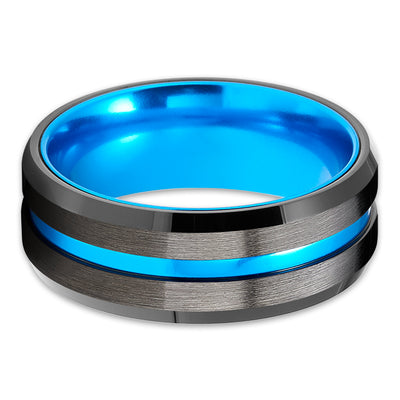 Gunmetal Wedding Ring - Turquoise Wedding Band - Black Tungsten Ring - Ring - Band