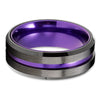 Gunmetal Wedding Purple Ring - Tungsten Wedding Ring - Gunmetal Ring - Purple Ring