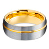 Tungsten Wedding Ring - Yellow Gold Tungsten Ring - Tungsten Carbide Ring - Gold Ring