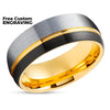 Yellow Gold Tungsten Ring - 8mm Ring - Black Tungsten Ring - Gray Tungsten Ring - Comfort Fit