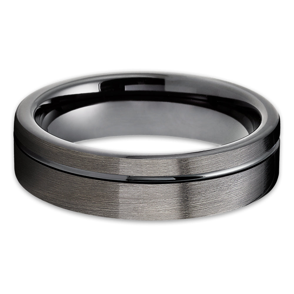 Black Wedding Band - Gunmetal Tungsten Ring - Tungsten Wedding Band - Black Ring