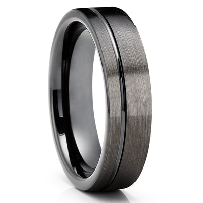 Black Wedding Band - Gunmetal Tungsten Ring - Tungsten Wedding Band - Black Ring
