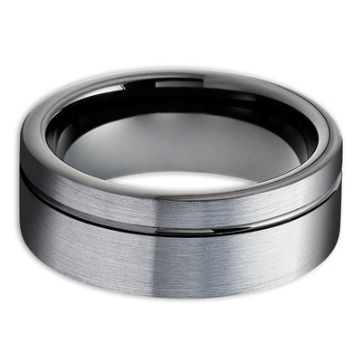 Black Wedding Ring - Gray Wedding Band - Tungsten Wedding Ring - Tungsten Carbide Ring