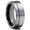 Black Wedding Ring - Gray Wedding Band - Tungsten Wedding Ring - Tungsten Carbide Ring