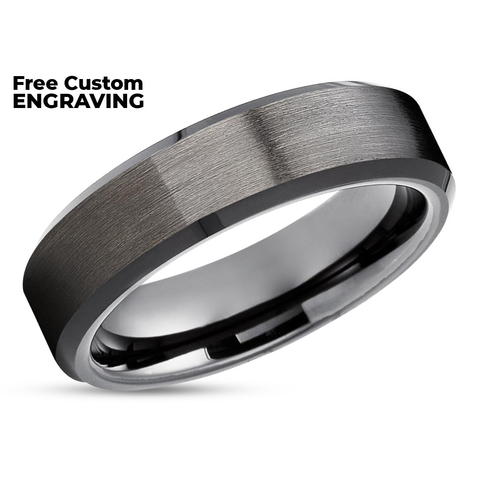 Gunmetal Wedding Ring - Black Tungsten Ring - Tungsten Wedding Band - Wedding Ring