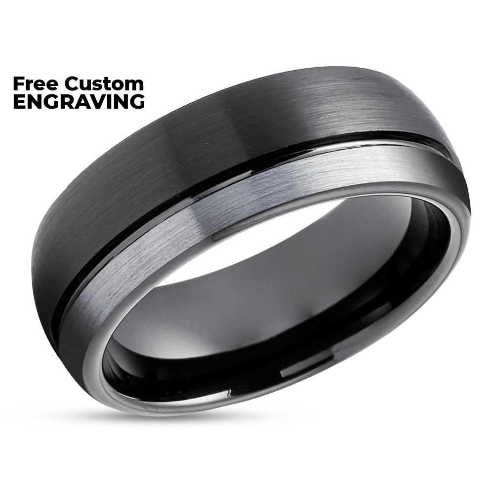 Black Tungsten Ring - Black Tungsten Wedding Band - Gray Wedding Ring - Black Ring